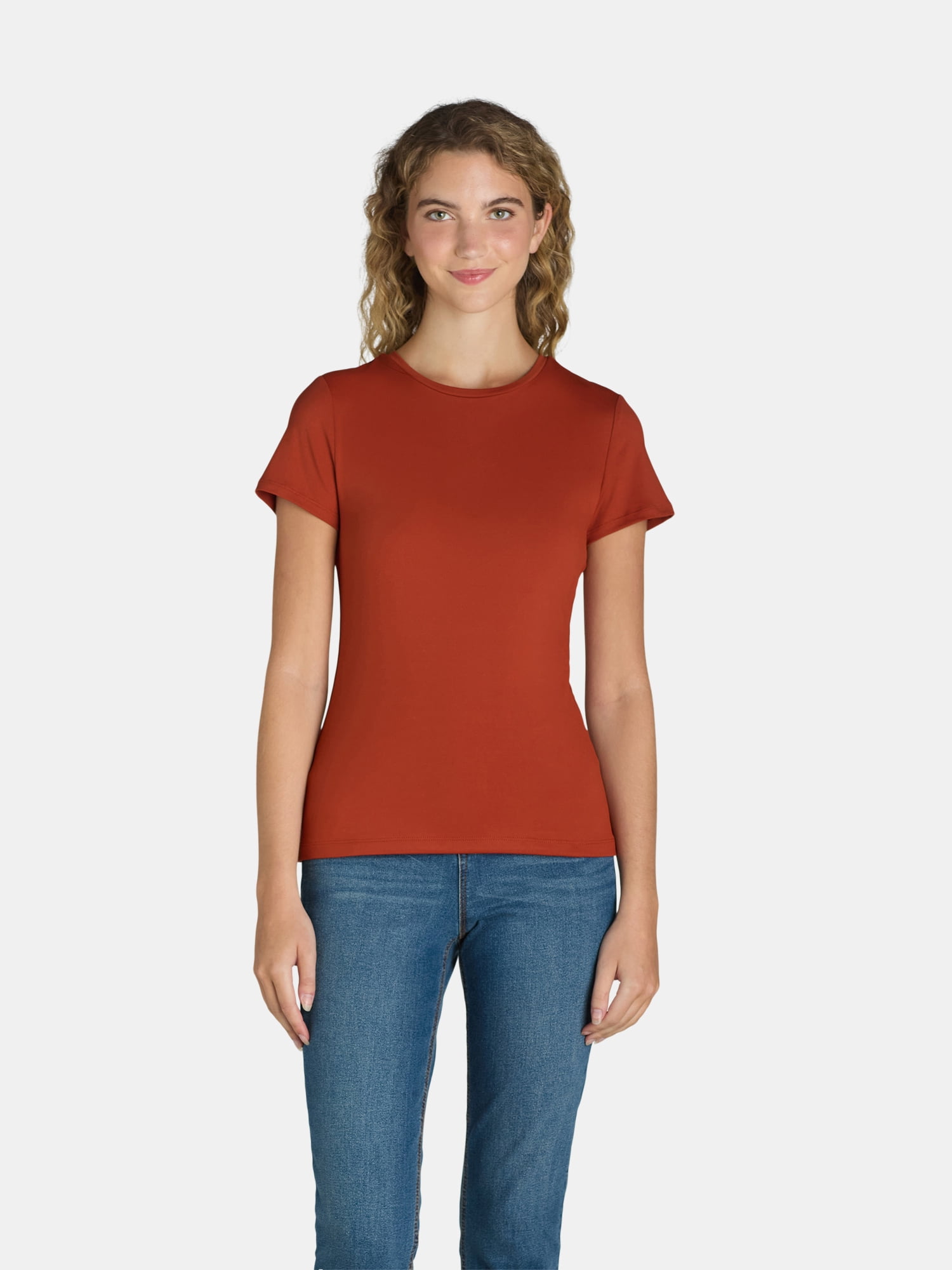 Time and Tru Women's Smoothing Tee with Short Sleeves, 2-Pack, Sizes XS-XXXL