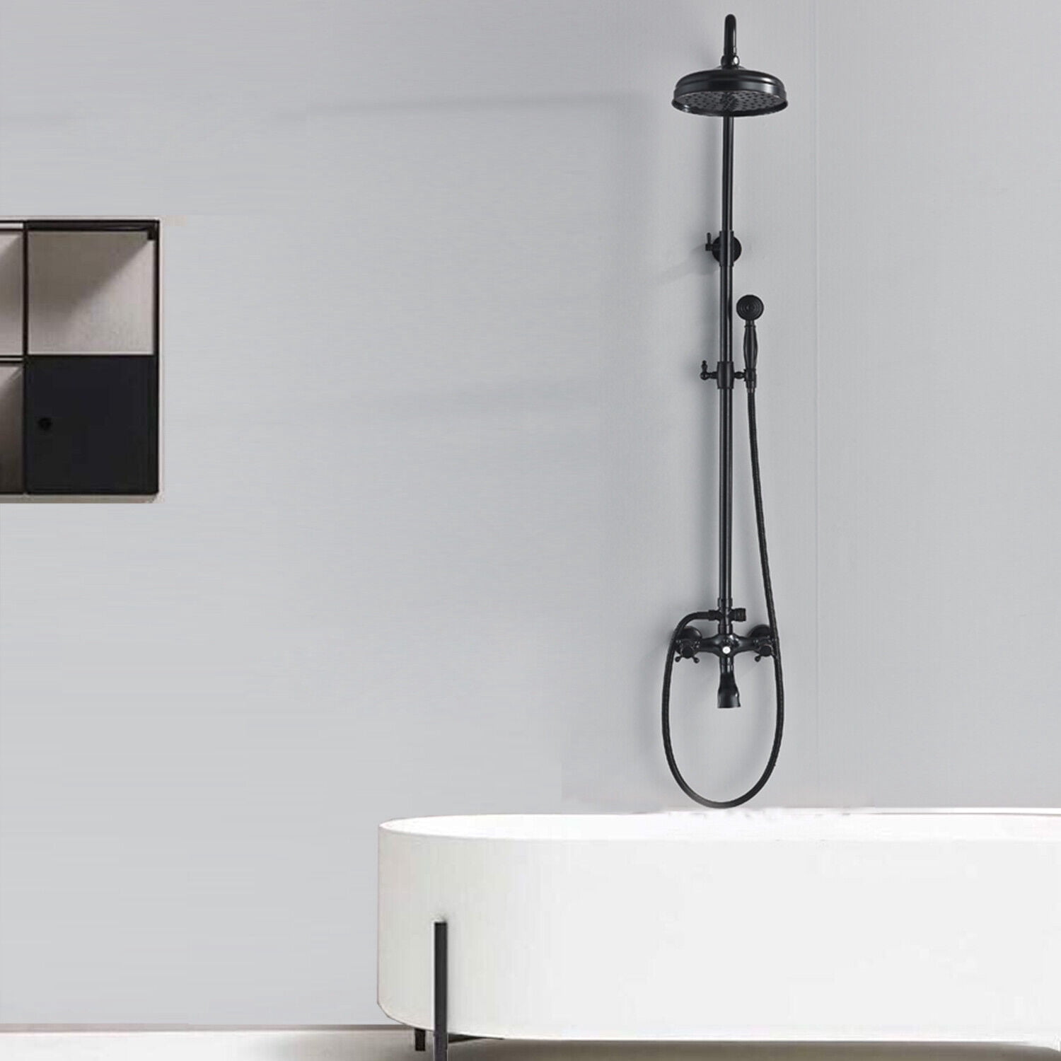 Shower Fixture Oil Rubbed Bronze Bathroom Shower Faucet Set Rainfall 8 Inch Shower Head Mixer Double Kn