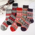 thumbnail image 1 of 5 pares de calcetines de lana, calcetines térmicos para mujer, calcetines cálidos de invierno para mujer, calcetines de punto gruesos, calcetines de invierno para mujer, coloridos, 1 of 5