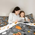 thumbnail image 5 of jejeloiu Halloween Spooky Pumpkin Queen Comforter Set,Witch'S Hat Ghost Bedding Sets,Spider Webs Bat Bedding Comforter Set,Lightweight Room Decoration Reversible,3-Piece, 5 of 8