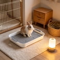 thumbnail image 6 of Small Animal Litter Box with Grid, Pet Potty Training Tray for Rabbits Hamsters Guinea Pigs Hedgehogs Chinchillas Ferrets, Easy-Clean Cage Toilet with Splash Guard Fence, White, for Cage Training, 6 of 6