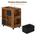 thumbnail image 3 of Yaheetech Modern Wooden Storage Side Table with Wheels, Rustic Brown, 3 of 8