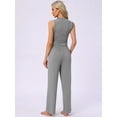thumbnail image 4 of DARING DIVA LoungeStretchy Side Ruched Crop Top Tank Pajama Set L Grey, 4 of 7
