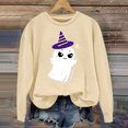 thumbnail image 2 of NMMUED Chandail d'Halloween pour Femmes, Chandails d'Automne pour Femmes, T-Shirts d'Halloween pour Femmes, Chandails Graphiques pour Femmes, Chandail d'Halloween avec Fantôme, Chandails à Col Rond pour Femmes, Beige P, 2 of 4