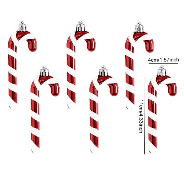 Decoraciones de Navidad Al Aire Libre 6Pcs Ornamentos de Árbol de Navidad Pintados a Mano, Colgantes de Helado de Caña de Caramelo para Suministros de Fiesta Al Aire Libre de Interior
