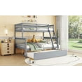 thumbnail image 6 of Newest Twin Over Full Rubber Wood Bunk Bed with Trundle, Convertible Ladder and Guardrail, Detachable, Convertible Bed, with Twin Size Trundle ,Grey, 6 of 12