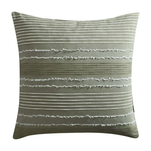 Meo Euro Sham, Textured Woven Stripe, Green Cotton, 26 x 26