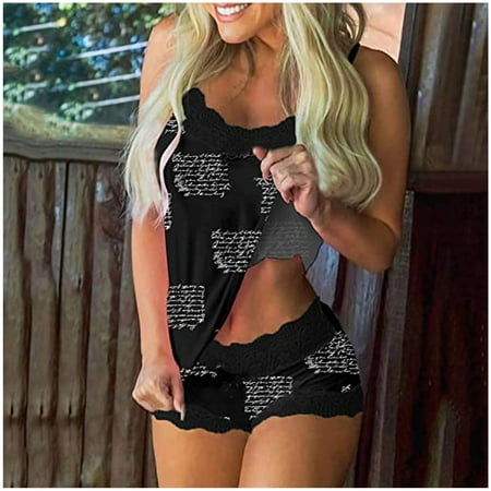

Simplmasygenix Women s Short Pants ClearanceWomens Sleeveless Pajama Set Cami And Shorts Print 2 Piece Pajamas Sexy Lingerie