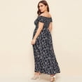 thumbnail image 5 of Vestido HUOGUO para mujer, talla grande, hombros descubiertos, estampado floral, 5 of 5