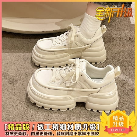 

Women‘s white shoes 2024 spring new all-match thick-soled pink sports board shoes design heightening shoes