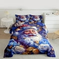 thumbnail image 2 of Manfei Dreamy Santa Claus Full Size Comforter Sets for Kids, Romantic Blue Rose Bedding Comforter Set, Christmas Festival Reversible Bedding Sets, Ultra Soft Home Decor, 3pcs, 2 of 8