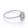 thumbnail image 3 of JeenMata Milgrain Bezel Prong 1.25 Carat Oval Cut Pave Style Engagement Ring in 18K White Gold Plating over Silver, 3 of 7