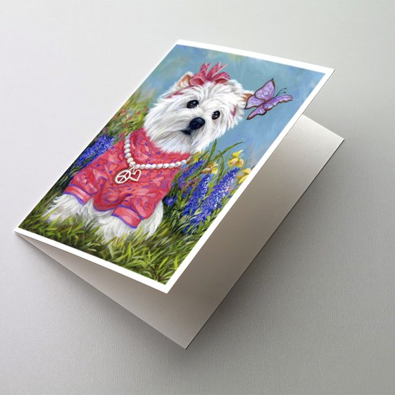 Westie Springtime Greeting Cards and Envelopes Pack of 8