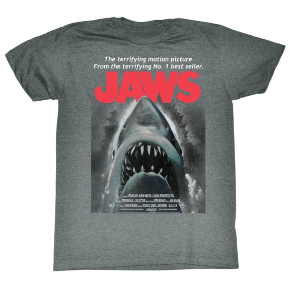 Jaws Beware Graphite Heather Adult T-Shirt 4Xl