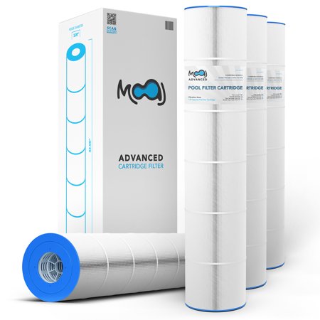 MOAJ Advanced Pool Filter 4-PACK Replaces Pentair CCP520, Clean And Clear Plus 520, R173578, PCC130, PCC130-PAK4, Filbur FC-1978, Unicel C-7472, 178585 | 32" x 7" | 130 SQ FT | Washable & Reusable