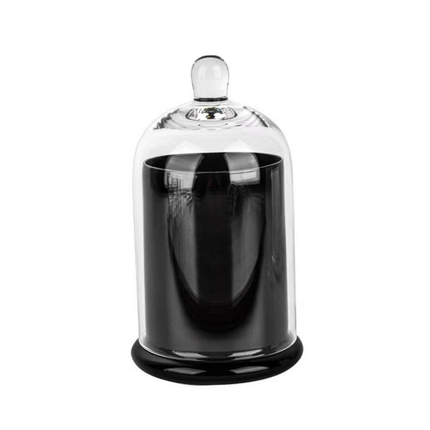 Candelabro de cúpula de vidrio cloche con asa en la parte superior, cúpula de campana de vidrio con base para negro