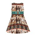 thumbnail image 3 of Renewold Fashion Sleeveless Party Dress for Girls 5-6 Years Old Southwest Aztec Horse Basic Skater Dress Soft Kids Toddler A Line Midi Sundresses, 3 of 5