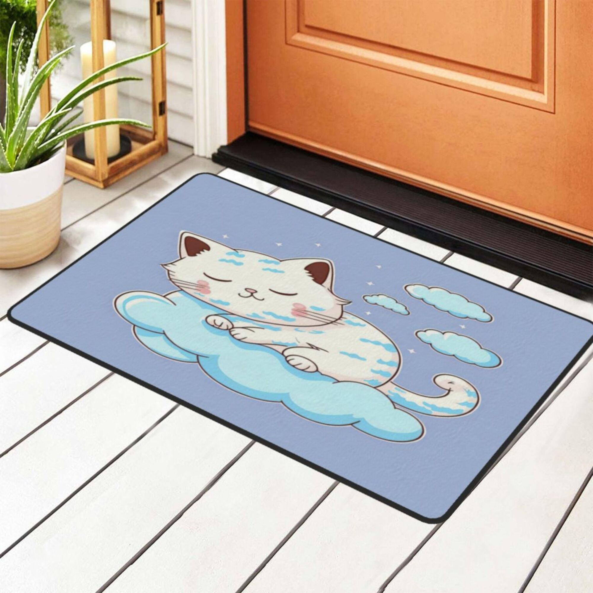 ZICANCN Cat Kitten Floating Clouds Area Rugs Doormat , Facecloth Non