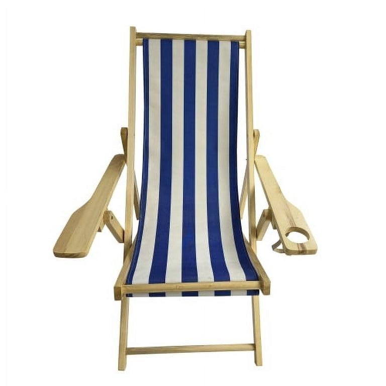 Beach Sling Chair, Folding Outdoor Lounge Chair with Cup Holder