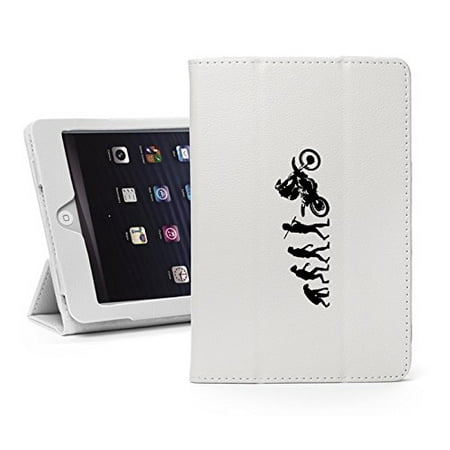Motocross Leather - For Apple iPad Mini 4 White Leather Magnetic Smart Case Cover Stand Evolution Dirt Motocross MX Rider