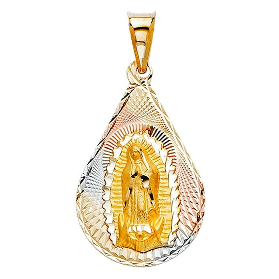 14k Yellow Gold Religious Thin Metal Stamped Pendant Necklace 18x26mm Pendant for Women - 2.0 Grams