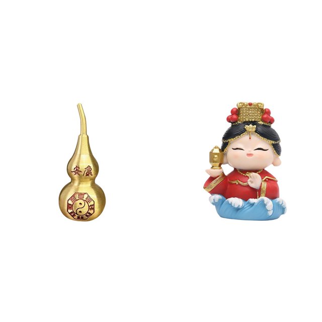 Adorno Feng Shui De Calabaza De Latón Y Estatua De Resina De La Madre Mazu, Recuerdo Coleccionable Para El Festival De Primavera, Regalo De Cumpleaños, Decoración Y Centros De Mesa.