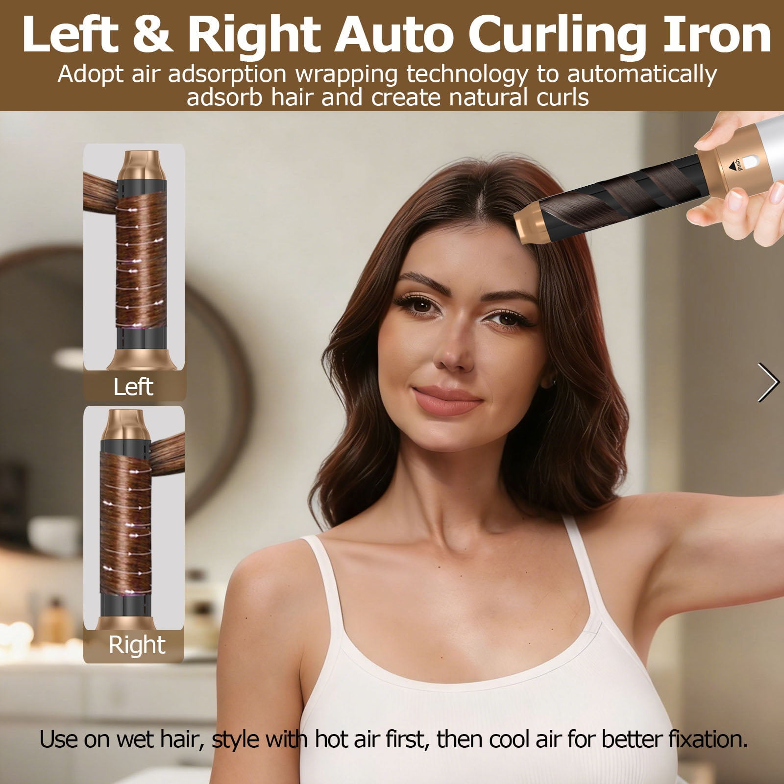 Kisportee Hair Dryer Brush 5 in 1, Negative Ion Blow Dryer Brush Set Upgrade Hot Air Brush Air Styler Curling Wrap Air Curler, Curling Iron Hair Styling Tools for Straight/Curl/Drying/Smoothing