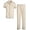 Tan, variant on Ten West Apparel Men's 2-Piece Pajama Set with Short Sleeve Shirt and Long Pants, Size Small, Grey