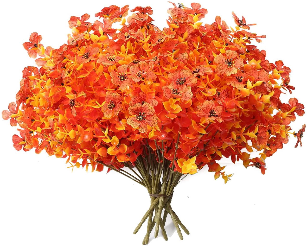 20 Bundles Outdoor Artificial Flowers, UV Resistant Fake Flower with Plastic Plants Faux Silk Flower for Outside Front Porch Hanging Planter Christmas Decoration