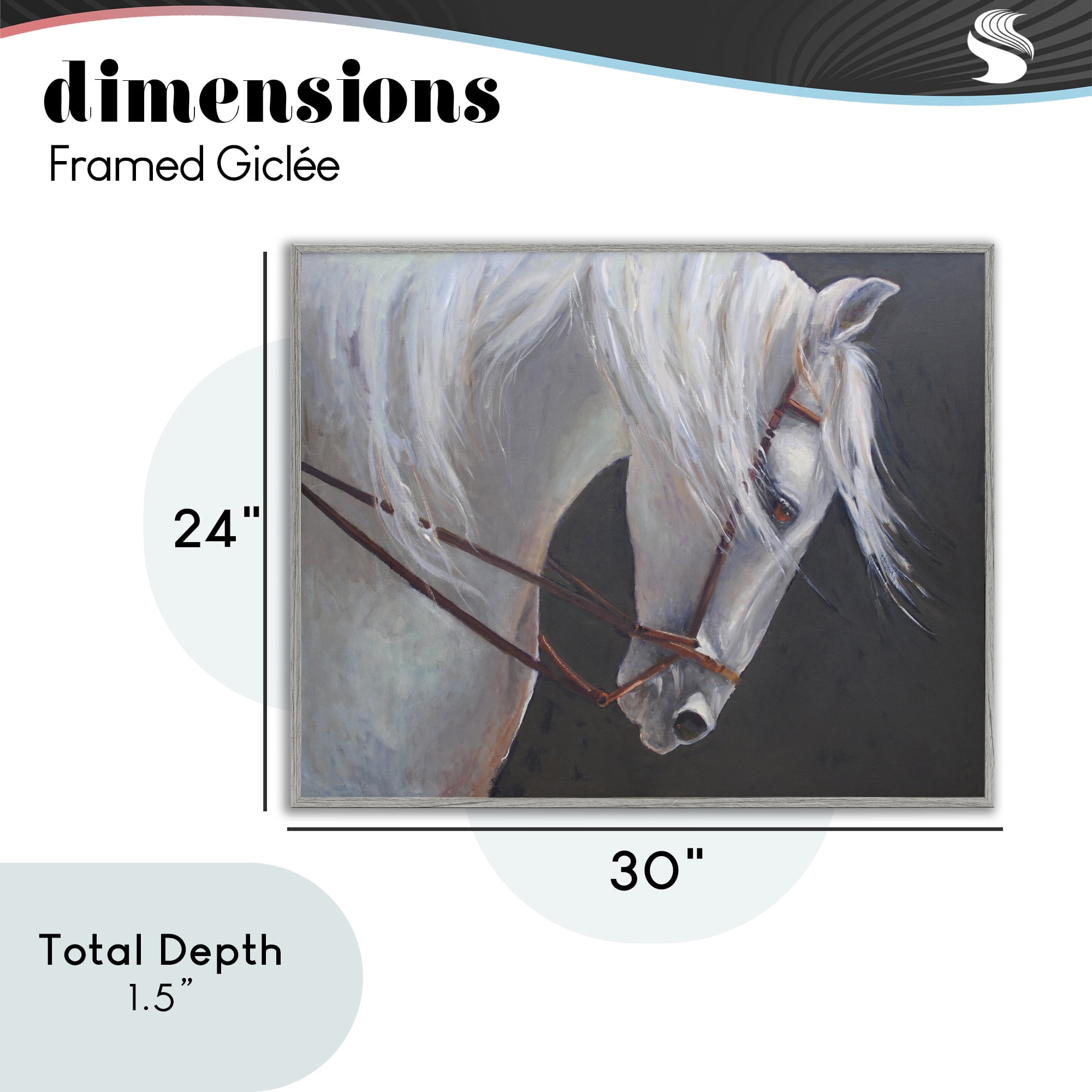 Stupell Industries Majestic White Mare Gray Framed Giclee Art, design by Jadei Graphics