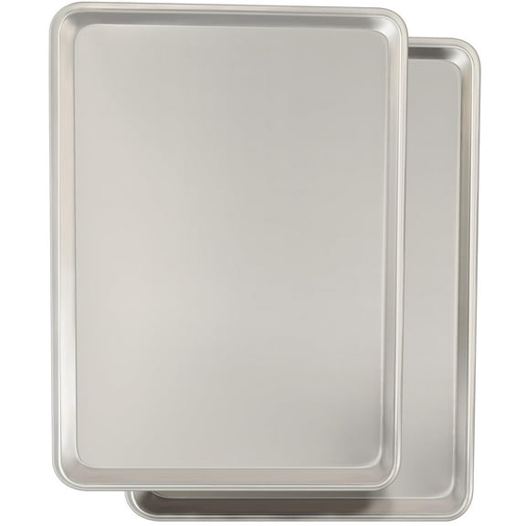 Professional Grade Baking Sheet Pan Set, Commercial Aluminum Cookie Sheets Natural Uncoated, Warp Resistant Half Size Sheet Pans for Perfect Baking, Thick Cookie Trays for Roasting, Silver