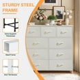 thumbnail image 4 of Simenmax 9 Drawers Dresser for Bedroom, Tall Fabric Closet Chests Organizer Tower Furniture with Wooden Top Metal Frame for Clothes, Room, Living Room, Hallway, Entryway,White, 4 of 7