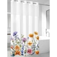 thumbnail image 4 of Spring Floral No Hook Shower Curtain Waterproof, Bathroom Curtains with Snap in Liners and See Through Top Window, Yellow Purple Flowers Pastoral Hotel Style Bathtub Curtains Shower 36"Wx78"L, 4 of 8