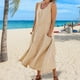 thumbnail image 1 of Vestido Sin Mangas Vestidos de playa de verano, chaleco con bolsillos europeos, ropa femenina (Caqui XXXL) Cgtredaw Para estrenar, 1 of 1