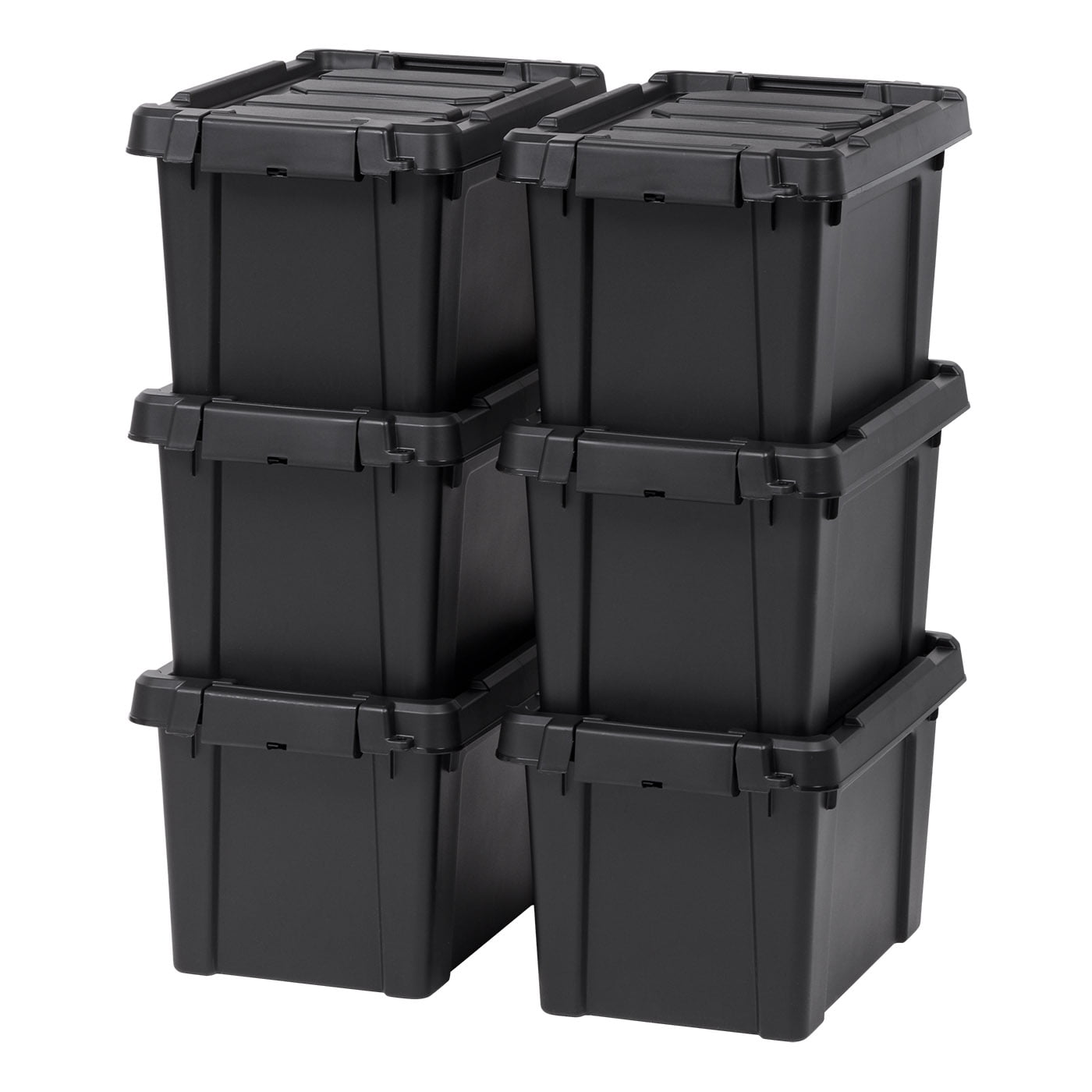IRIS 4-Pack Medium 5-Gallons (20-Quart) Black Weatherproof Heavy Duty Tote  with Latching Lid in the Plastic Storage Containers department at
