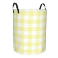 thumbnail image 2 of Balery Lemon Yellow Checkboard Round Laundry Basket with Handles Waterproof Freestanding Laundry Hamper for Clothes Toys in the Dorm and Family-Small, 2 of 8
