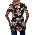 thumbnail image 3 of FOLUNSI Casual Floral Henley Shirt Knit - V-Neck Short Sleeve Blouse - M-4X, 3 of 6