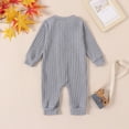 thumbnail image 3 of Baby Boys Bodysuits Long Sleeve Solid Color O Neck Unisex Romper Cute One-Piece Playsuits For Babys, 3 of 4
