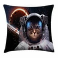 thumbnail image 1 of Space Cat Throw Pillow Cushion Cover, Cosmonaut in Comet Galaxy Clusters in Outer Space Cosmos Art Print, Decorative Square Accent Pillow Case, 18 X 18 Inches, Dark Blue White and Black, by Ambesonne, 1 of 2