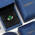 thumbnail image 5 of Gem Stone King 18K Rose Gold Plated Silver 3-Stone Engagement Ring Created Emerald Moissanite (4.80 Cttw), 5 of 6