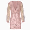 thumbnail image 5 of Christmas Long Sleeve Dress for Women, Long Sleeve Solid Body Dress Printing Bandage Shirt Dress 0, 5 of 7