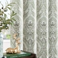 Curtainking 100% Blackout Curtains 96 in Sage Green Damask Medallion ...