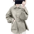 thumbnail image 2 of FDGIU Women's Lapel Collar Button Down Oversized Shacket, Long Sleeve Twill Cargo Jacket with Multi Patch Pockets for Spring Fall Outdoor Daily Layering, 2 of 6