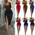 thumbnail image 1 of Vestido a media pierna con abertura en el muslo y un hombro para mujer Vestido de cóctel de fiesta de noche sexy para mujer ZefeiWu 8390614889514, 1 of 1