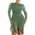 thumbnail image 1 of PENGXIANG Robe à Manches Longues de Couleur Unie pour Femmes dans le Style Midi Bodycon, 1 of 3