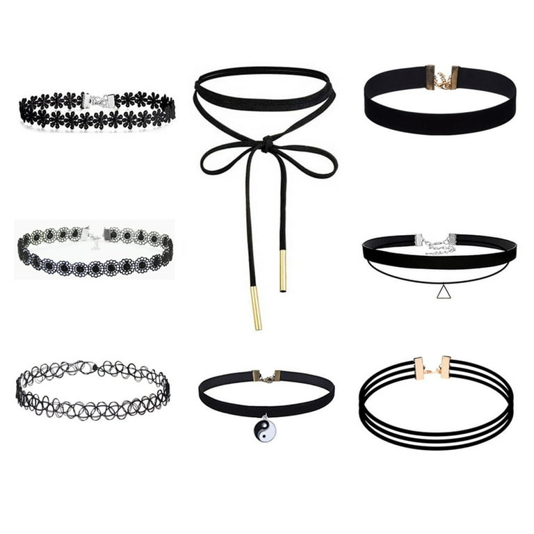 Claire's Teenagers Black Moon Choker Necklaces Set, Jewelry Gift, 3 Pack,  73248 