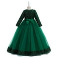 thumbnail image 4 of IUYRTFE Cute Christmas Party Dress for Girls Long Sleeve Tulle Ball Gown Elegant Holiday Pageant Dress for Special Occasion Birthday Celebration Formal Events(Green,10 Years), 4 of 7