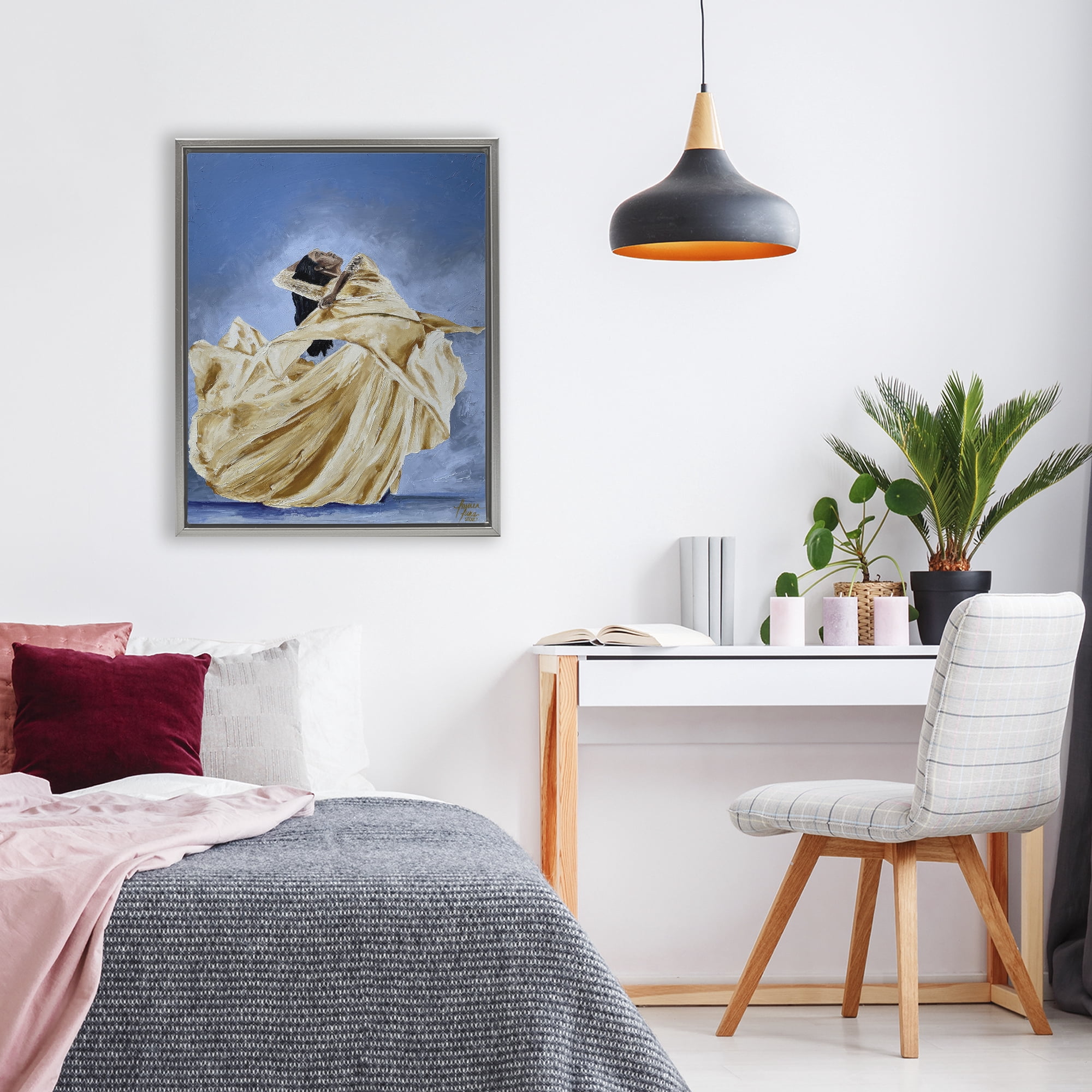 Stupell Industries Expressive Elegant Dancer Gray Framed Floater Canvas Wall Art, design by Lauren Luna