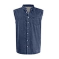 thumbnail image 6 of Nestiefly Mens Sleeveless Shirts Summer Distressed Washed Tank Tops Henley Button Up V Neck Shirts Vintage Solid Tee Top Navy 3XL, 6 of 6