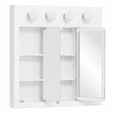 thumbnail image 5 of Design House 30" Wood Wall Mounted 4-Light Tri-View Mirrored Bathroom Cabinet, White, 5 of 21